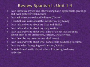 Review Spanish I : Unit 1-4