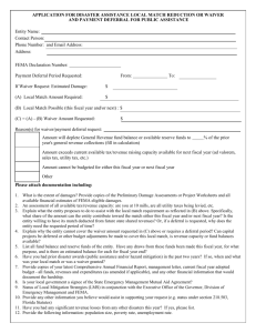 application for disaster assistance local match reduction or waiver