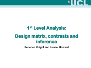 design matrix, contrasts and inference