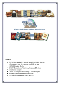 World e-Book Library Catalogs and Collections Features