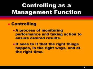 Controlling as a Management Function