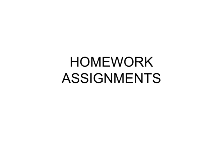 HOMEWORK ASSIGNMENTS 3