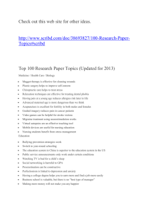 Top 100 Research Paper Topics