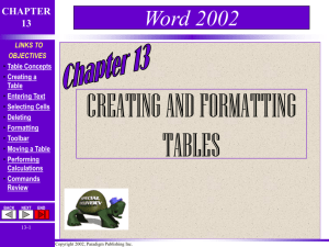Creating a Table OR