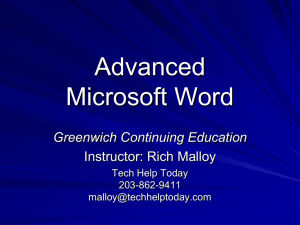Advanced Microsoft Word - Session 1