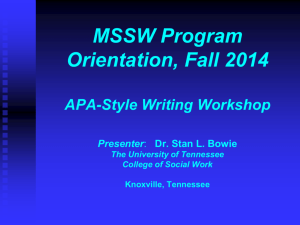 APA Writing Workshop - College of Social Work