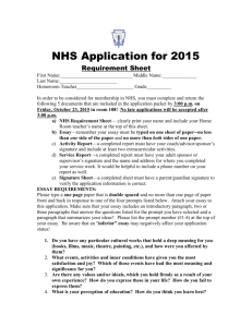 NHS Application for 2015-2016