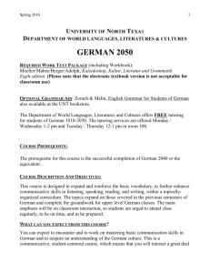 GERM 2050 - World Languages, Literatures, & Cultures