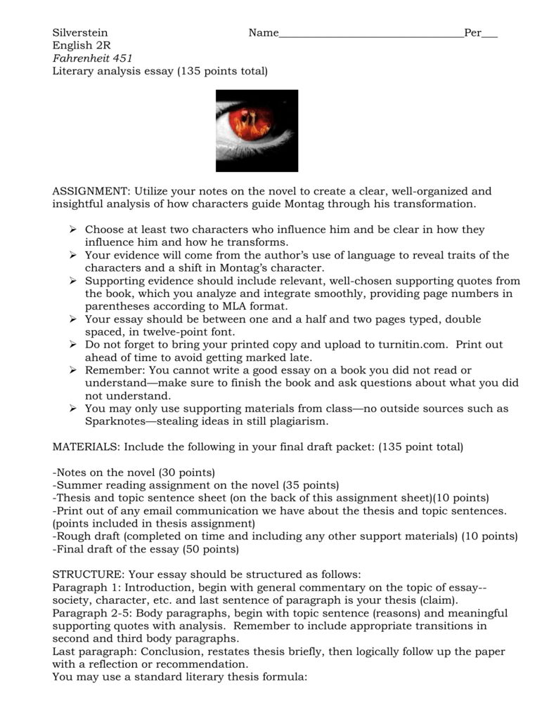 fahrenheit 451 character essay