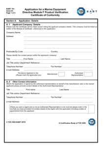 Application for a Marine Equipment Directive Module F