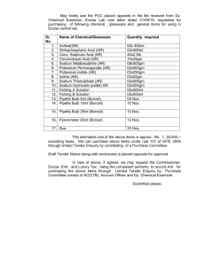 Tender Notice of supply of Chemical Glassware and General