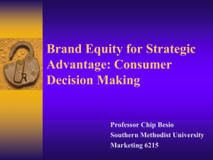 Brand Equity for Strategic Advantage: Consumer Decision Making