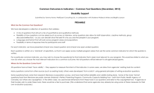 Common Outcomes & Indicators