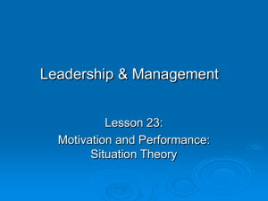 Motivation and Performance : Situation Theory