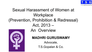 Sexual Harassment of Women at Workplace (Prevention, Prohibition