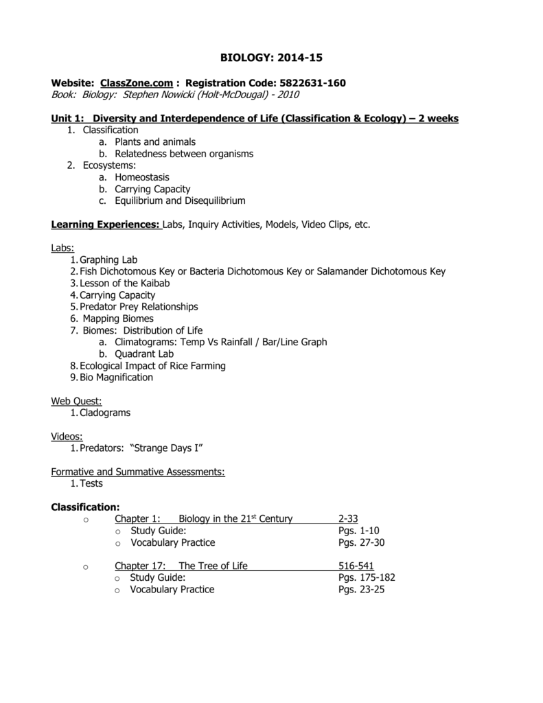 Holt Mcdougal Biology Chapter 18 Study Guide Answers Study Poster