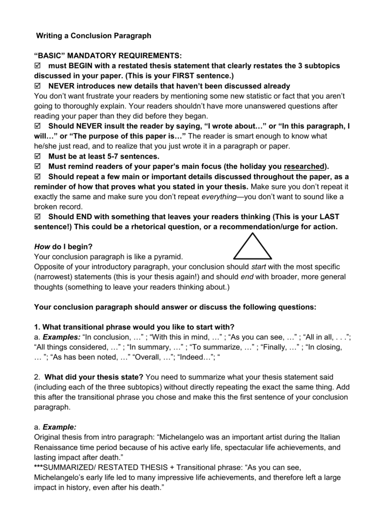 conclusion restated thesis generator