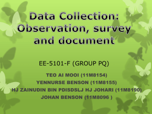 data collection: observation, survey & document
