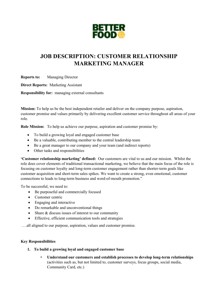 Roles And Responsibilities Of Customer Relationship Officer