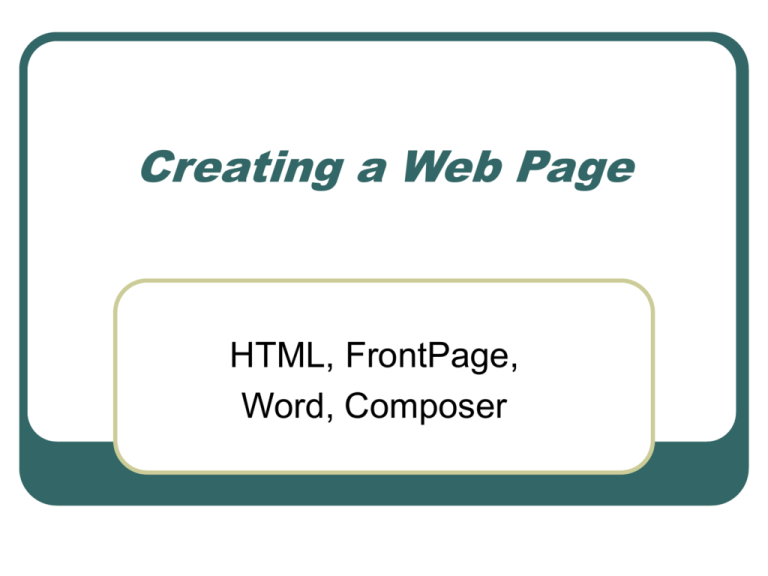 Creating A Web Page