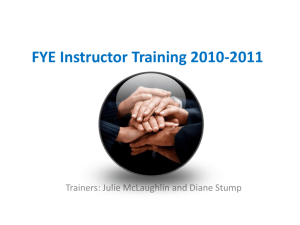 FYE Instructor Training 2010-2011