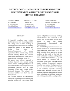 physiological measures to determine the recommended weight limit