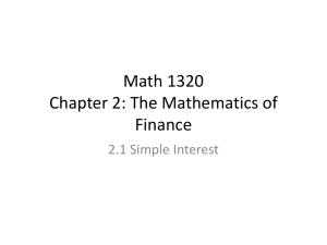 Math 1320 Chapter 2: The Mathematics of Finance