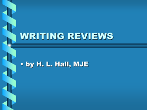 WRITING REVIEWS - mschultz