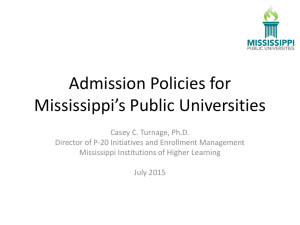 Admission Policies for IHL - Mississippi Public Universities