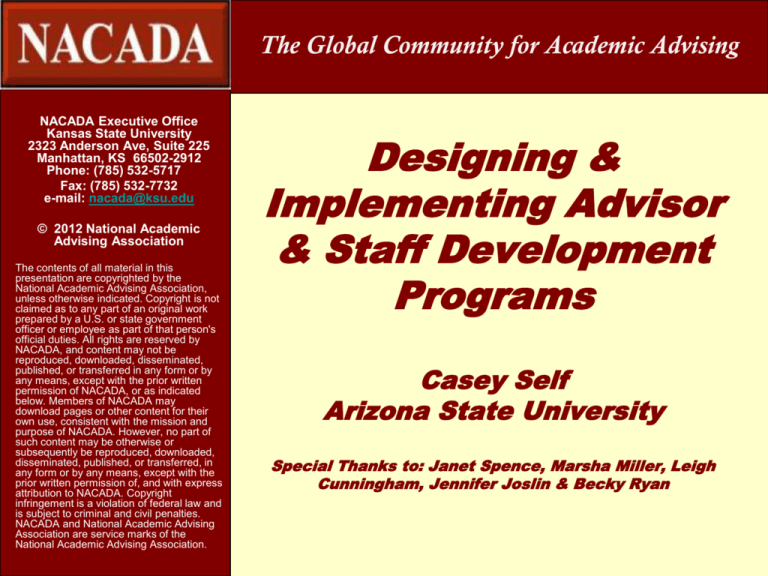 The Global Community for Academic Advising Nacada