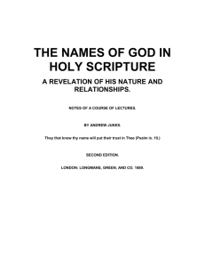 THE NAMES OF GOD IN HOLY SCRIPTURE