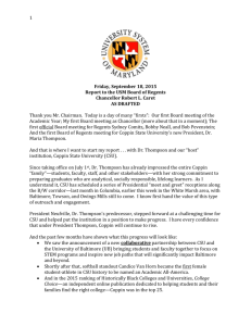 Friday, September 18, 2015 Report to the USM Board of Regents