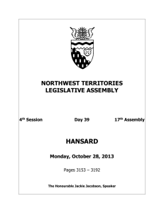 hn131028_0 - Legislative Assembly of The Northwest Territories