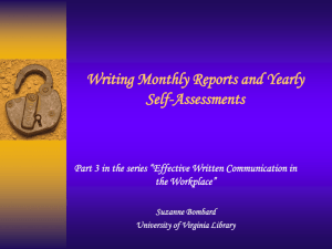 Writing the Report - University of Virginia