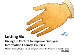 Letting Go: Giving Up Control to Improve First