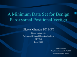 A Minimum Data Set for Benign Paroxysmal Positional Vertigo