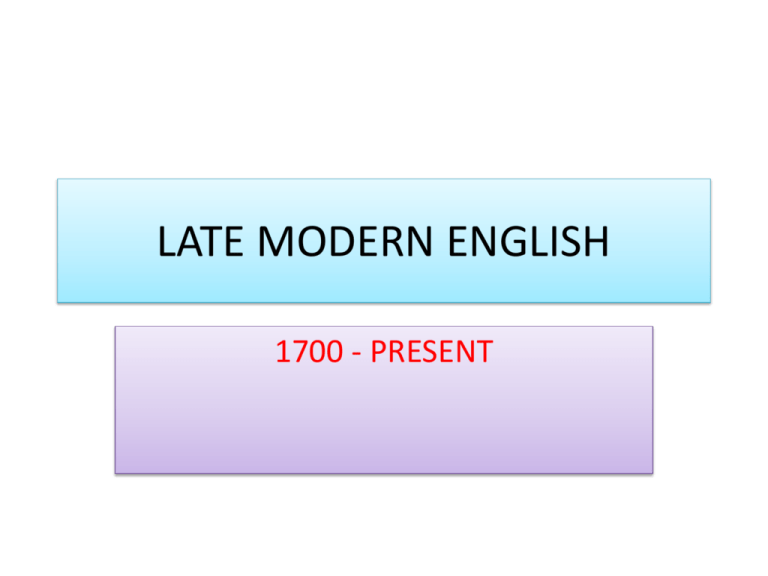 Late Modern English Serwis Informacyjny WSJO