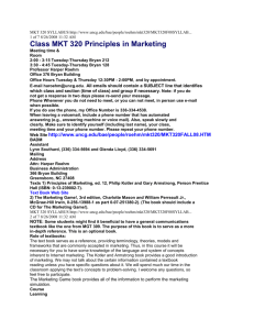 Class MKT 320 Principles in Marketing