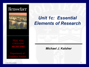 Unit 1C - Essential Elements of Research