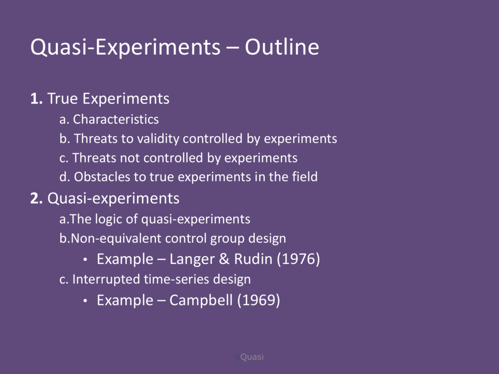 characteristics of a quasi experiment