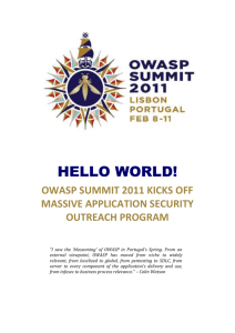 owasp summit 2011 kicks off massive application security outreach