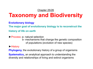 Chapter 25/26 Taxonomy and Biodiversity