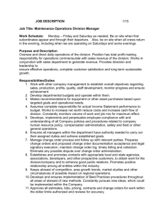 JOB DESCRIPTION 1/15 Job Title: Maintenance Operations Division