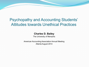 Psychopathy, Academic Accountants* Attitudes towards Ethical