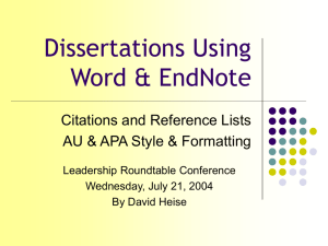 Dissertations Using Word & EndNote
