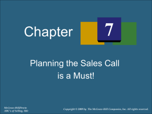 Chapter 7a - Planning the Sales Call is a Must