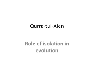 Role of isolation in evolution