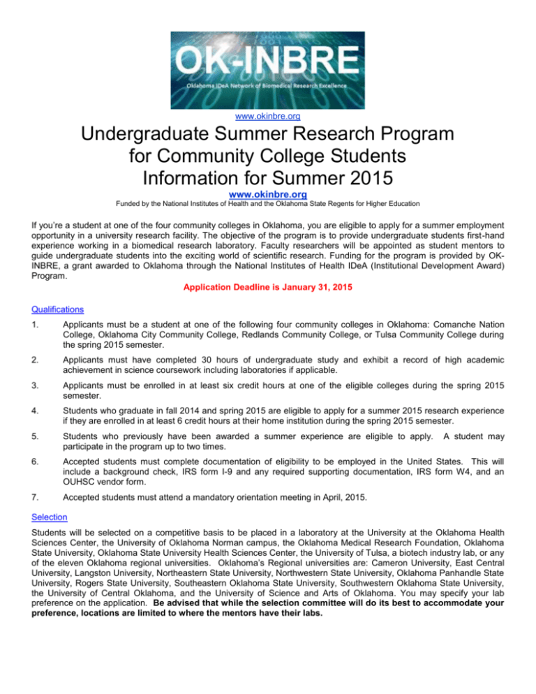 Undergraduate Summer Research Program for Community College