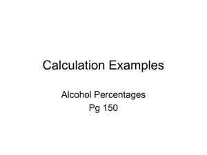 Calculations Alcohol Percentages