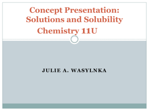 Concept Presentation: Solutions and Solubility SCH3U